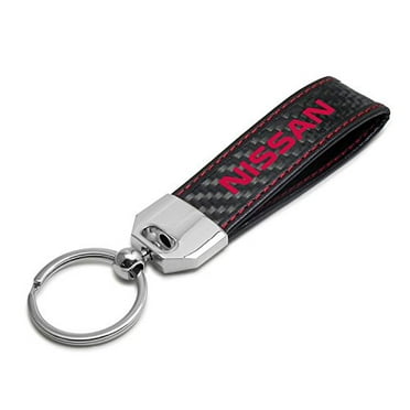 iPick Image Lincoln MKZ Real Carbon Fiber Strap Key Chain with Red stitching 